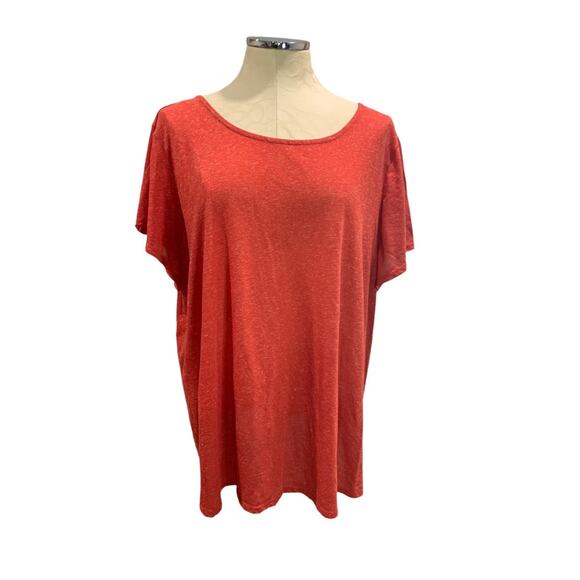 22/24 Cacique Womens Sleep Loungewear Tshirt Top Linen Blend Light Red - Picture 3 of 8